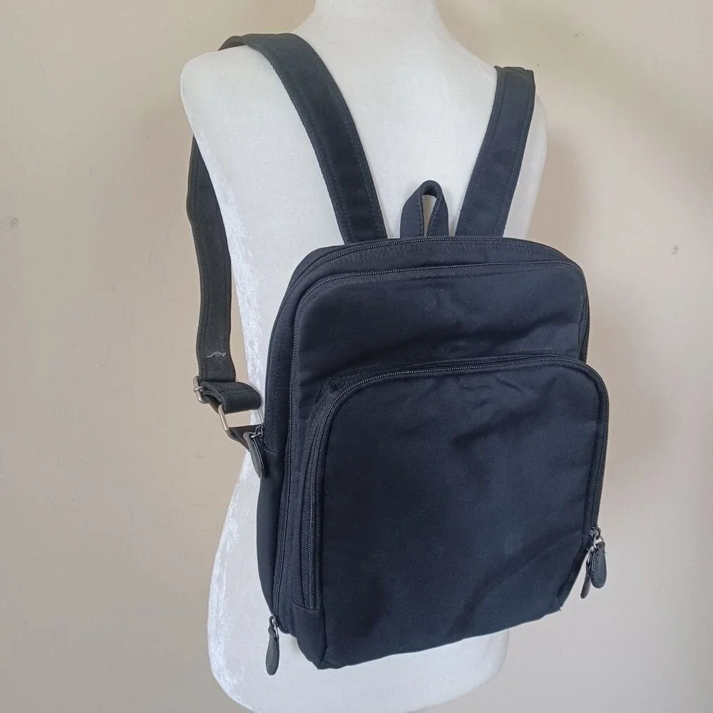 HOBO International Backpack Vintage 90s Y2K Nylon Black Adjustable Straps